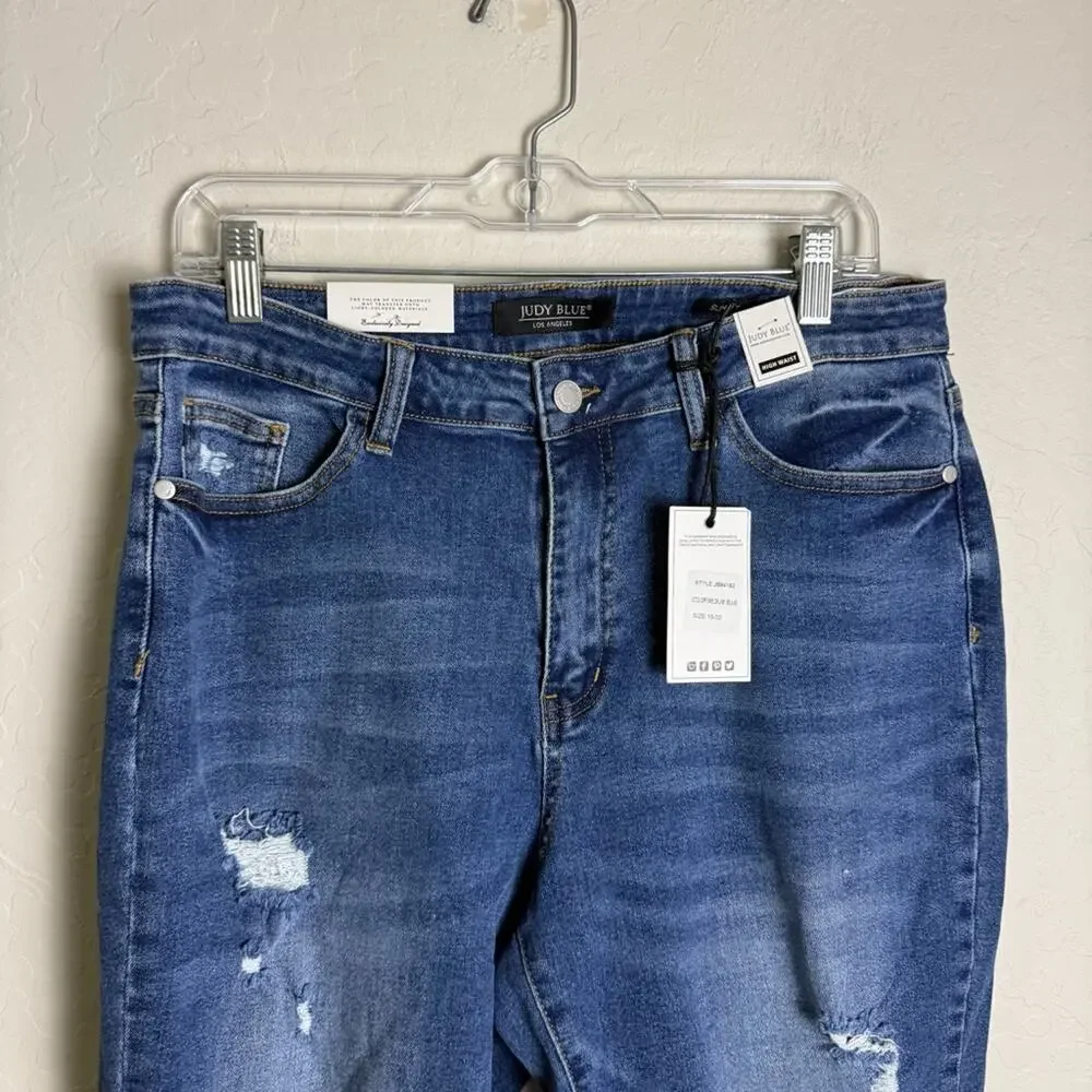 Judy Blue High Waist Slim Fit Jeans Distressed 15/32 NWT JB84183